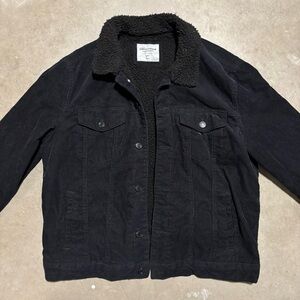 Sunrise Kingdom Black Corduroy Sherpa Lined Jacket 100% Cotton